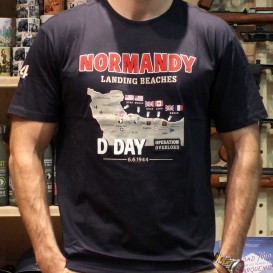 Normandy Map T-Shirt - Blue